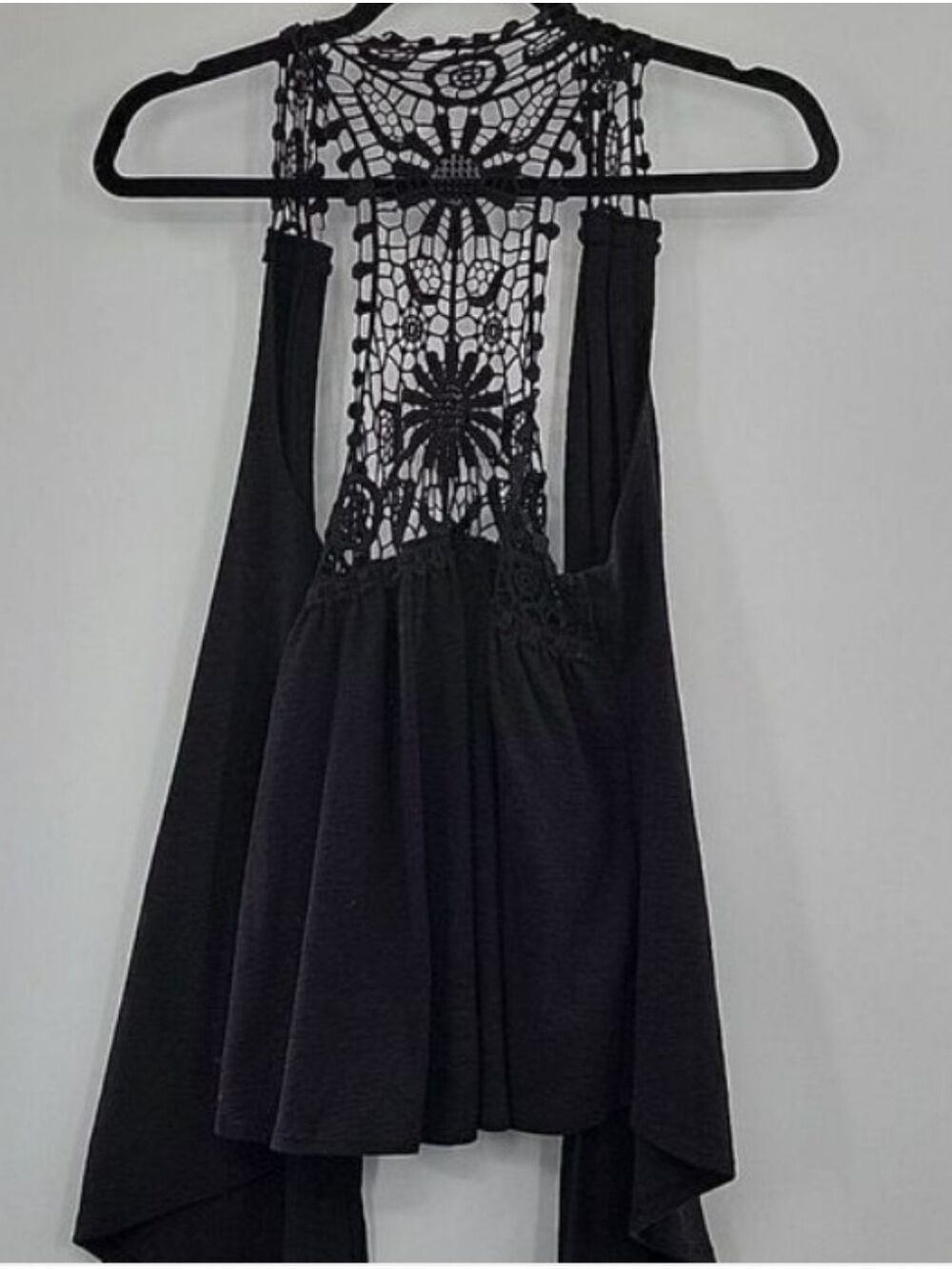 Crochet-Back Draped Tank Camisole/Shirt Or Swim Cover Up
